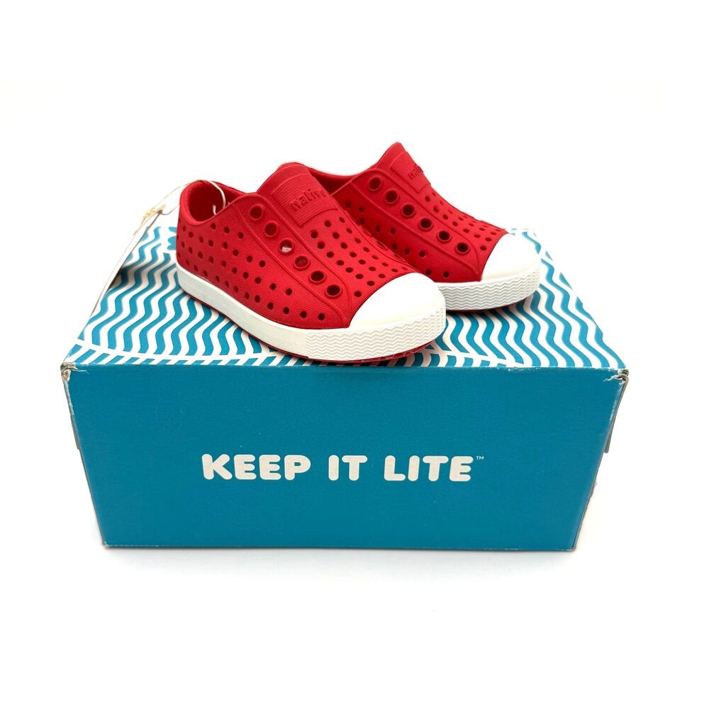 NEW! Native Jefferson Child Shoes - Torch Red/Shell White - c5 (toddler 5)